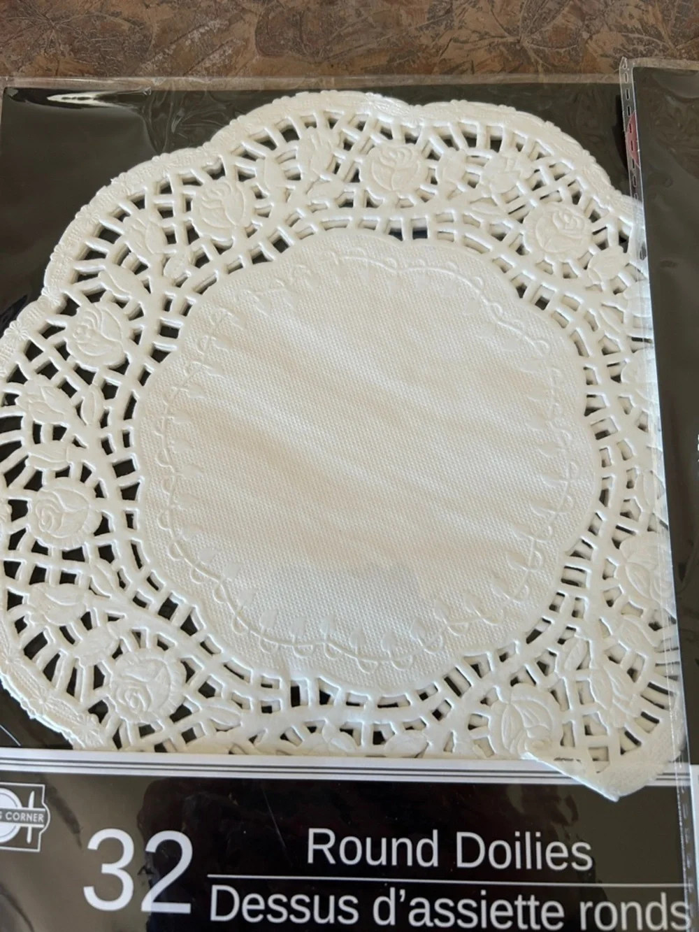 Set of Three Packages of White Round Lace Doilies